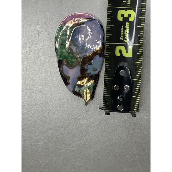 Polished Multi Stone Fused Gold Oval Agate Pendant Colorful Unique - Picture 4 of 5